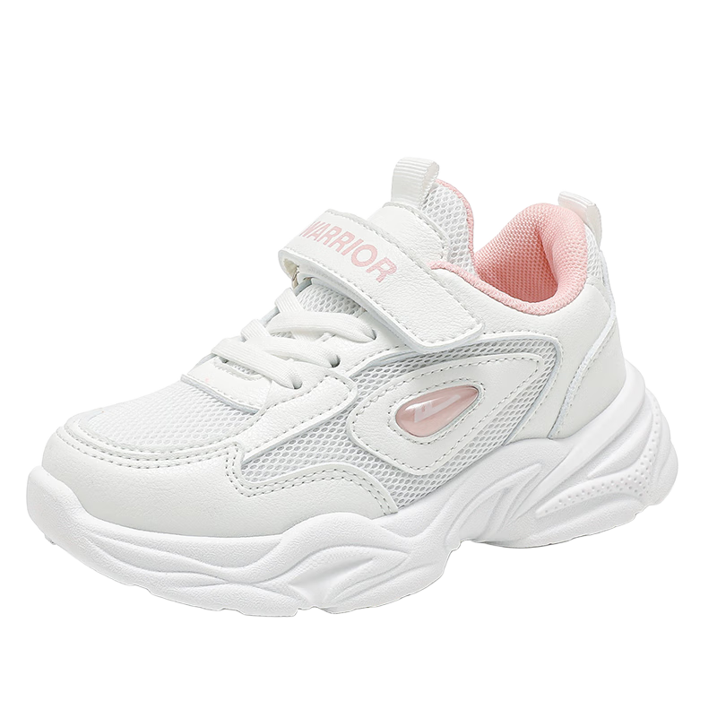 Warrior Girls' Shoes Spring And Autumn Mesh Breathable Children's Sneakers WZ(CL)-1206 White/Pink 28
