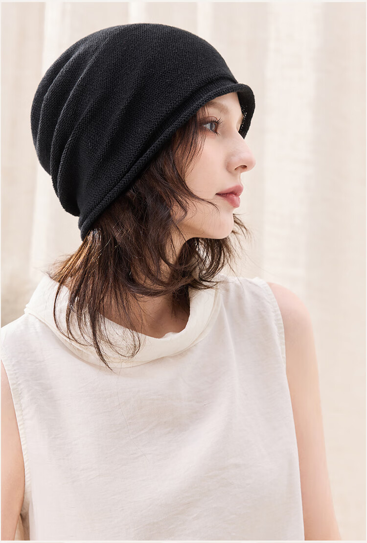 JIUMU Linen Hat Unisex Headwrap Cold Weather Thin Summer Knit Beanie Warm Air Conditioning Cap Maternity Sleep Cap 13