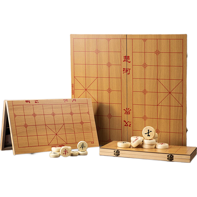 Deli Wooden Folding Chess Board, Chinese Checkers Style, Solid Wood, Water-Resistant, Easy to Store, Suitable for Board Games, Back-To Camping, Small Size