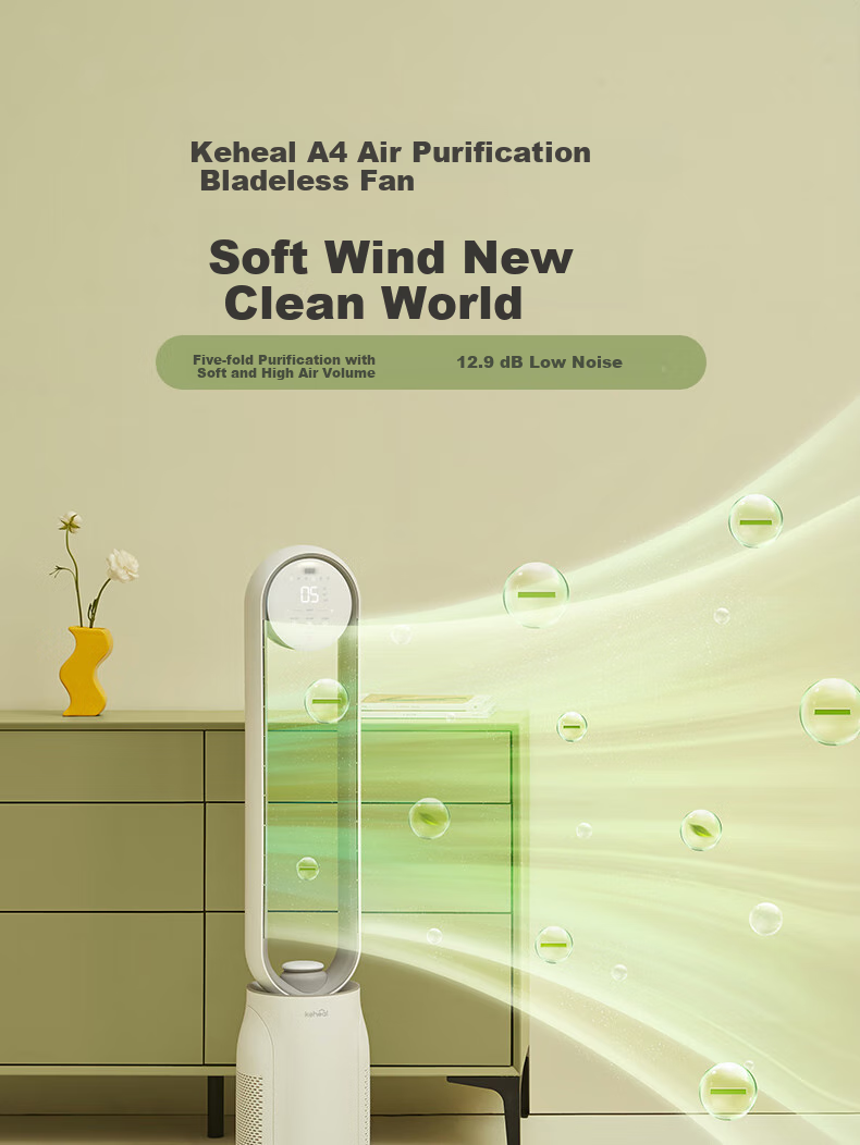 KEHEAL Tower Bladeless Fan Smart Timer Quiet Bedroom Floor Fan Circulating Strong Wind Negative Ion Air Purifier Remote Control Baby Friendly A5 2