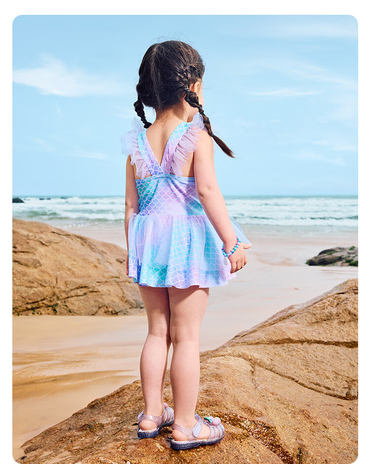 Balabala Girls' One-Piece Swimsuit with Mesh Skirt Toddler Swimwear Sweet Mermaid Swim Dress 17