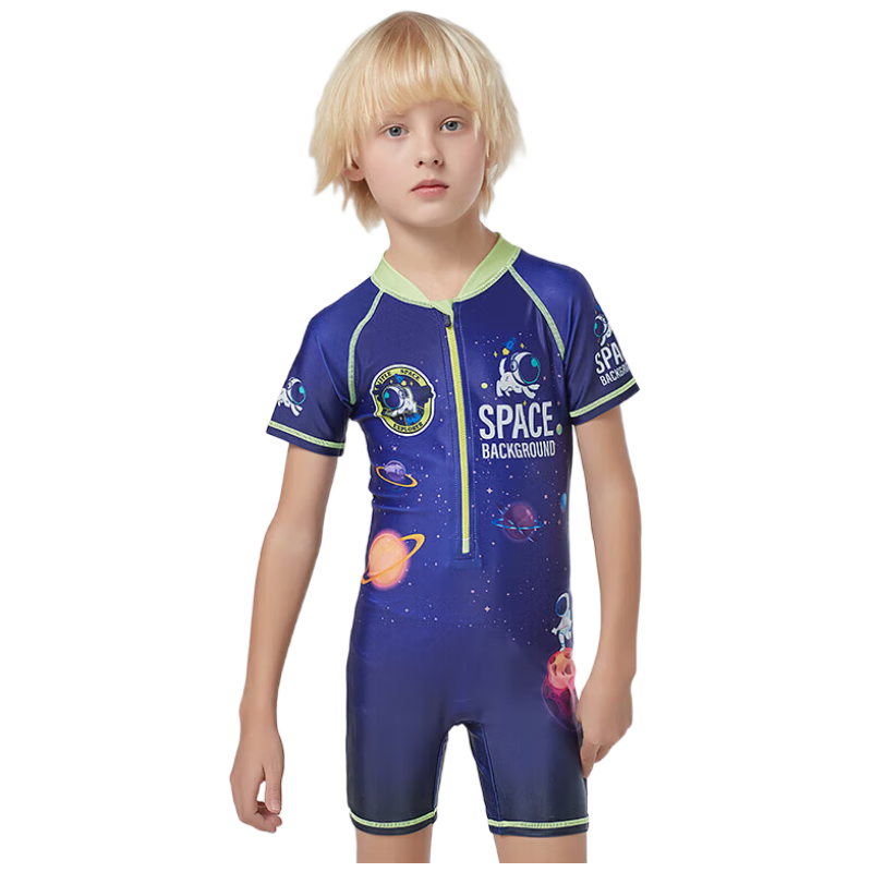 MIZUNO Kids Boys One-Piece Short Sleeve Surfing Swimsuit Student Training Quick-Dry Hot Spring Swimwear A1405 Planet 150