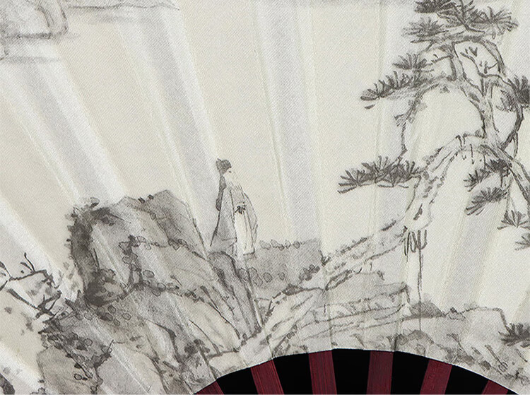 Jidu Space Traditional Chinese Folding Fan Ink Wash Style 10-Inch Birthday Gift Fan Shan Shui Philosophy 14