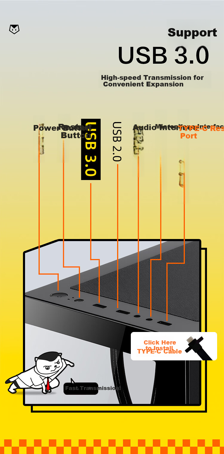 SAMA Pingtouge M2SE, Black, Desktop Gaming Computer, Seaside Master Case, Mesh Ventilation/Supports Matx Motherboard/320mm Long Graphics Card/240mm Water Cooling/270° Panoramic View 4