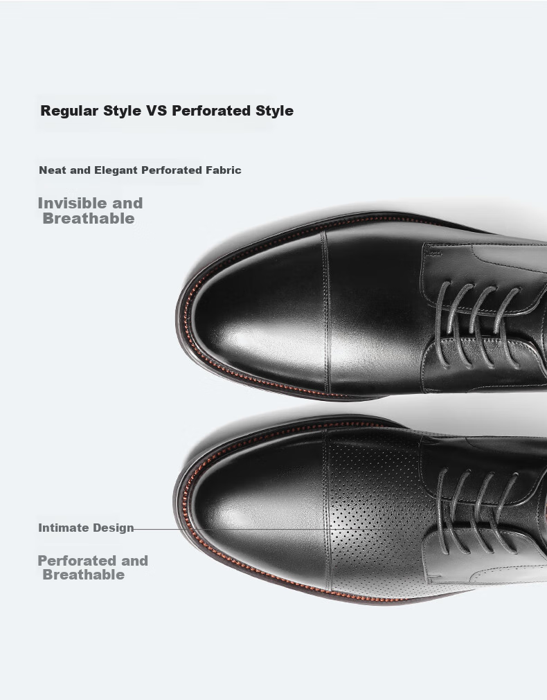 Belle Commuter Formal Leather Shoes for Men, Cowhide Shoes, British Business Leather Shoes B3229DM5, Black with Hidden Heel Lift, Size 41 8