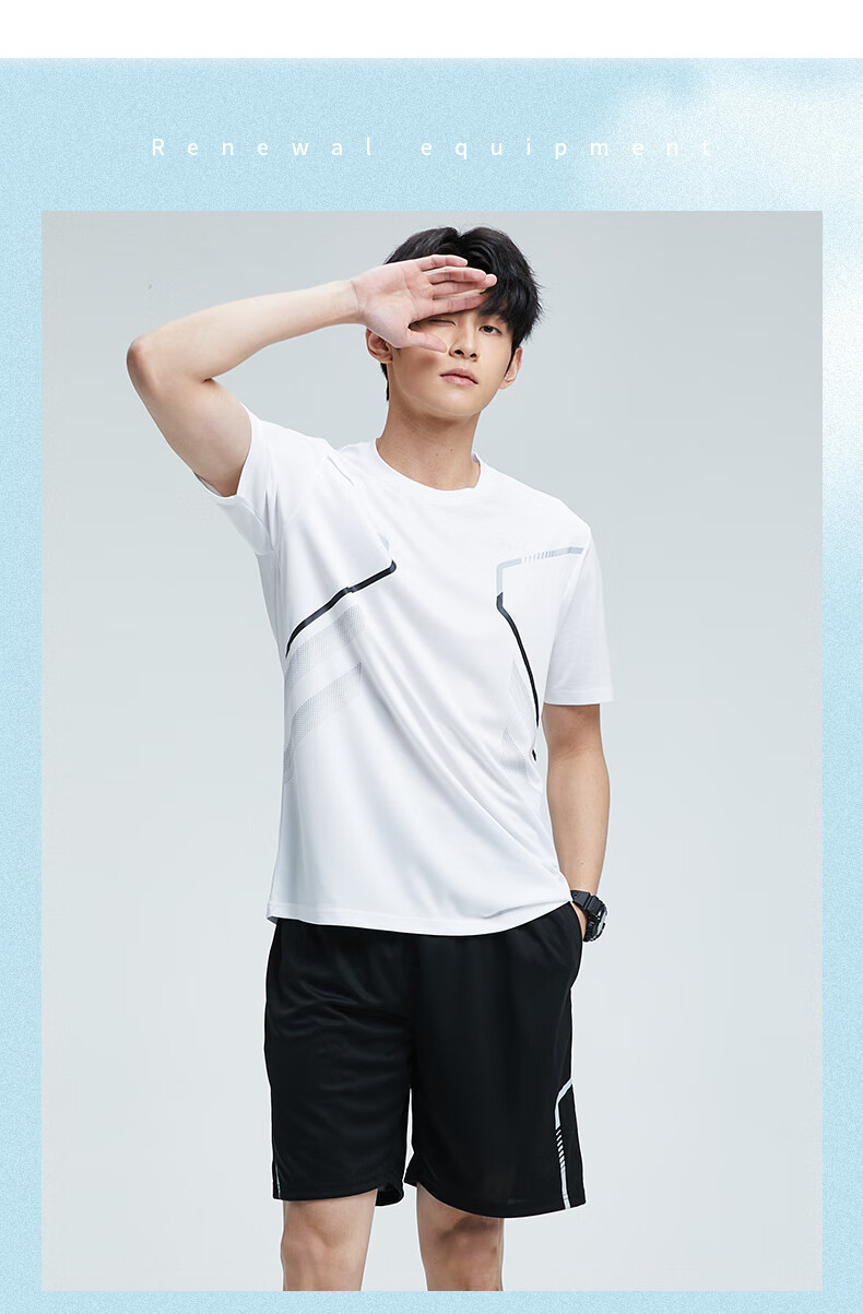 BURUITE Men's Summer Sports Set Short Sleeve Shorts Ice Silk Quick-Dry T-Shirt Athletics Training Fitness Running Basketball Badminton Apparel 3
