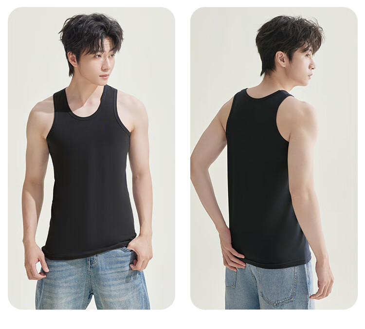 Hodohome Men's Pure Cotton Sleeveless Tank Top Undershirt for All Seasons, Basic Undershirt for Men, Black, XL, 175/100 13