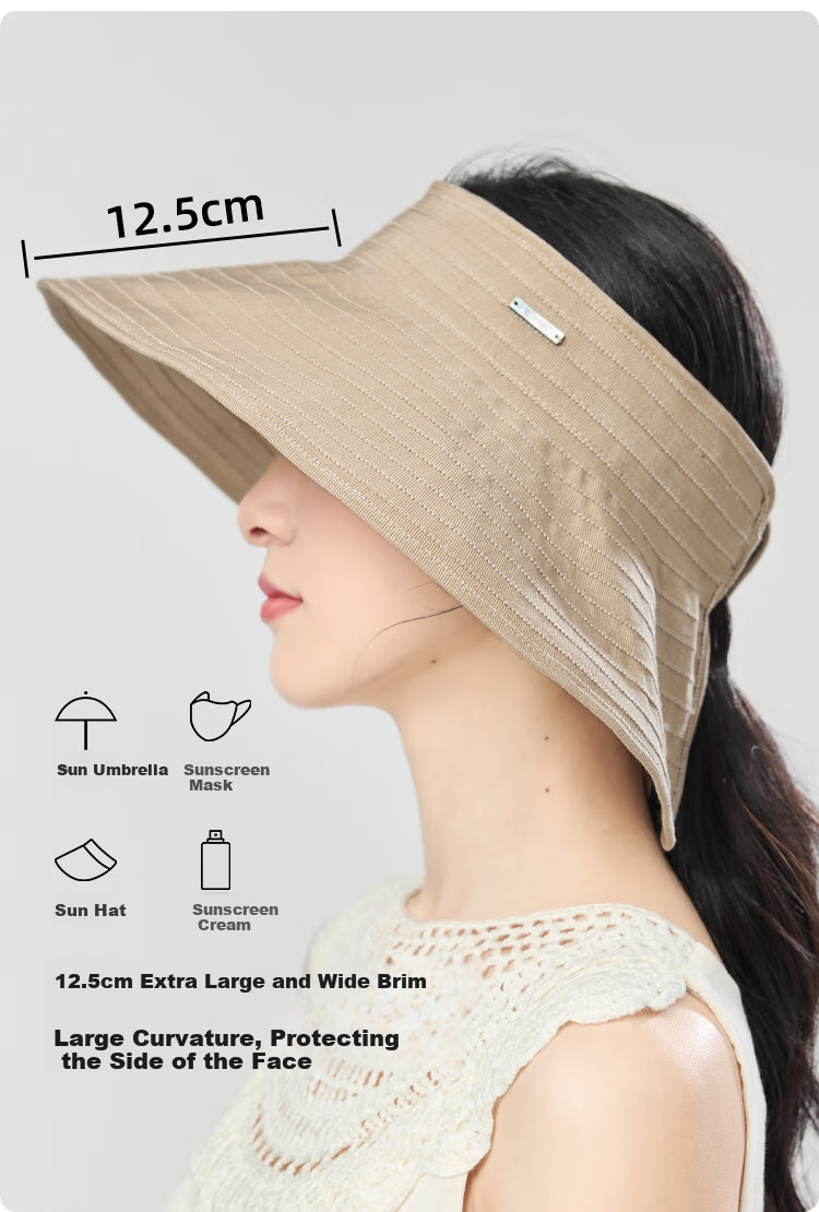 JIUMU Sun Protection Hat for Women, Sun Visor Cap, Sun Hat, Visor Cap, Cool Hat, Summer Outdoor Face-Covering UV Protection Hat for Wome 5