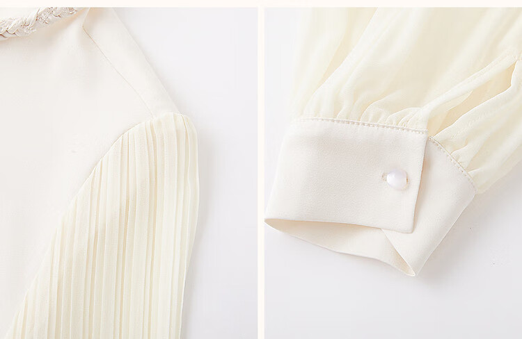 Dme [Selected Satin with Luster Yarn] Spring And Autumn Color-Block Round Neck Knit Strap Blouse, Pleated Patchwork Shirt, Women's Top 8