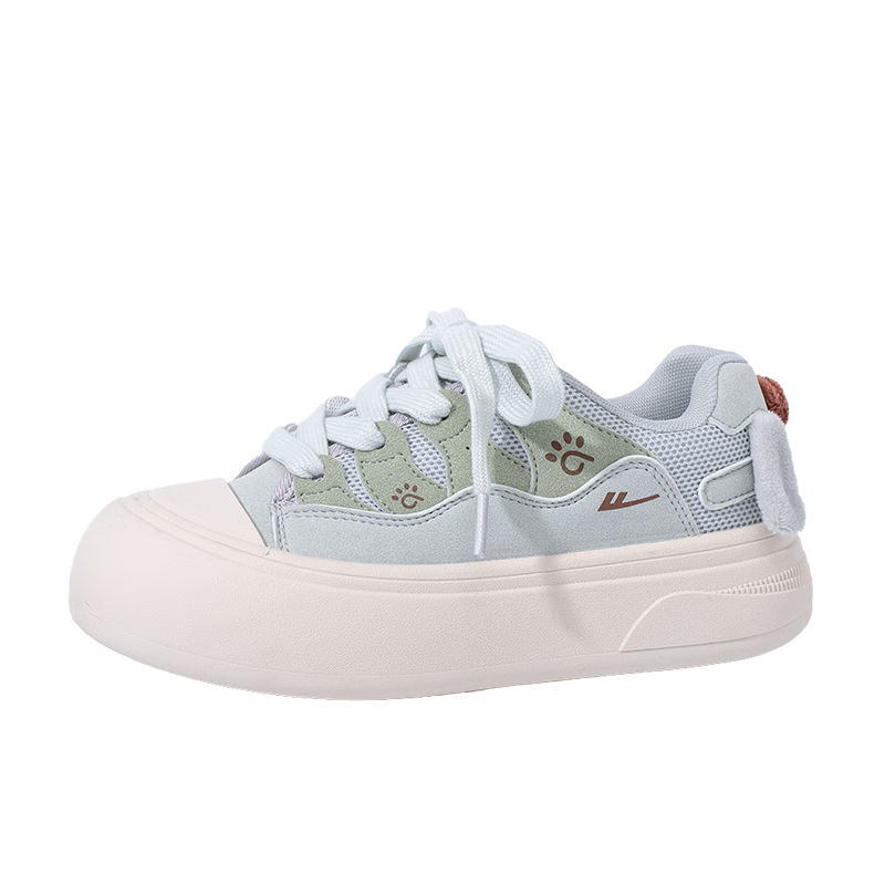 Warrior Women's Spring New Thick-Soled Casual White Sneakers 5022 Blue/Green Size 36