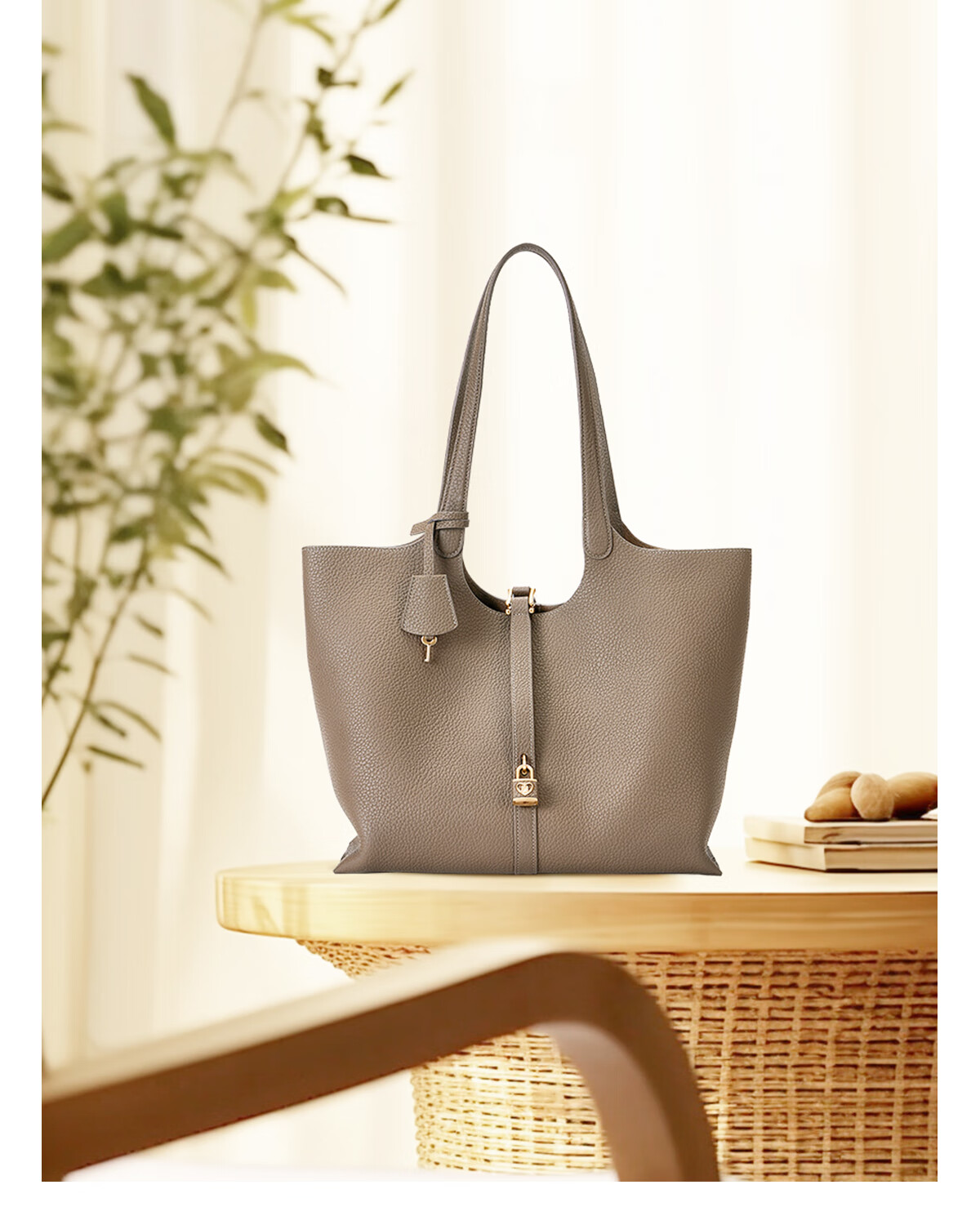 Hush Puppies Women's Handbag New Large Capacity Tote Bag, Cowhide Shoulder Bag, High-End Commuter Bag, Birthday Gift for Girlfriend 3