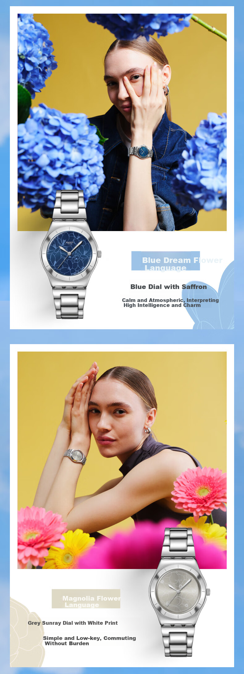 Swatch Swiss Watch, Metal Quartz Ladies Wristwatch, Gift for Girlfriend Or Wife, Holiday Present, Magnolia Language 3