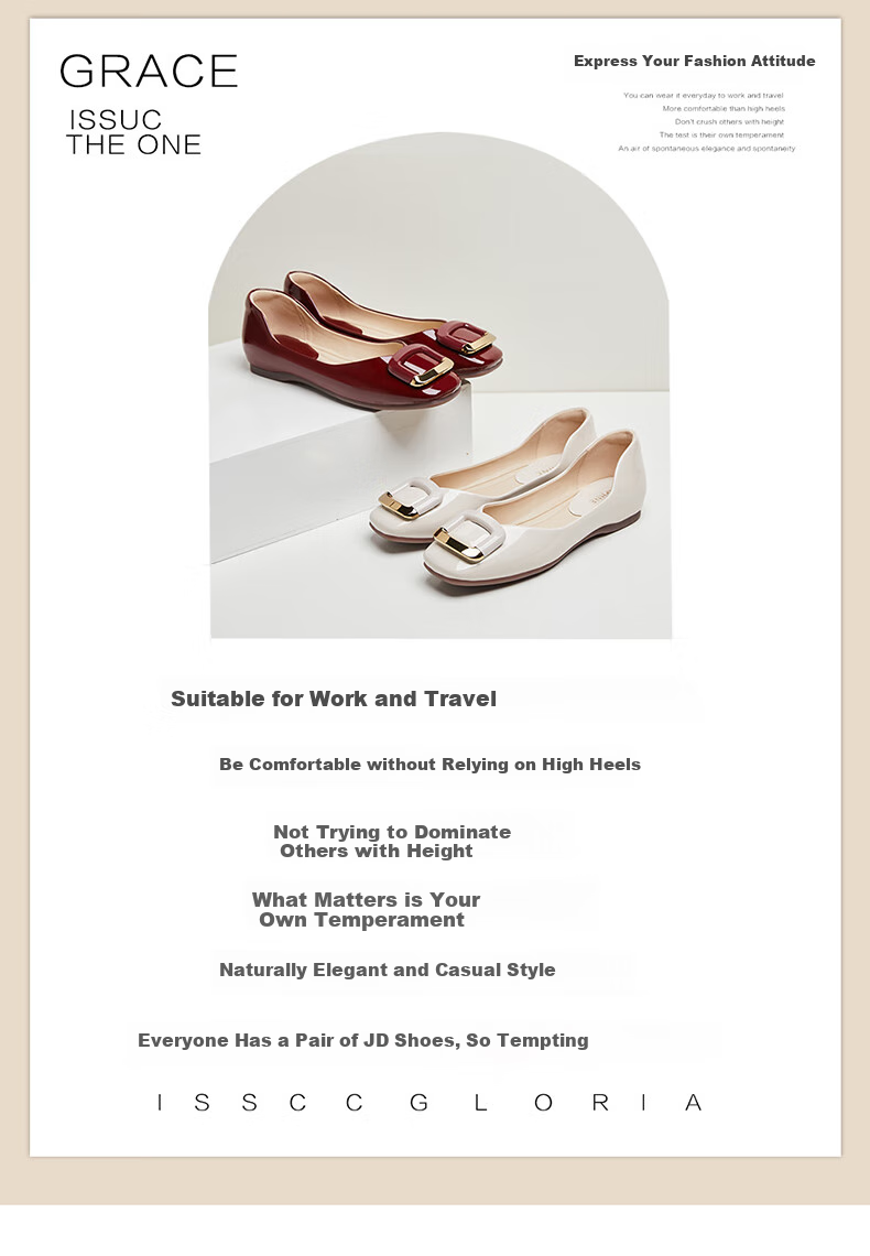 DAPHNE French Shallow Women's Flat Shoes, Red Elegant Loafers with Square Buckle, Style 4623101054, Red, Size 35 2