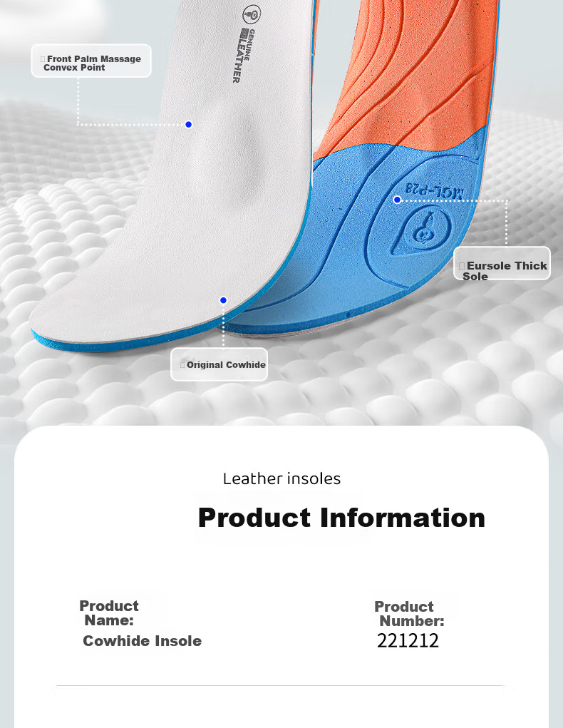 Maigaole Top-Grain Leather Ousolai Spring And Summer Deodorizing, Sweat-Absorbing, Soft, Wear-Resistant Genuine Leather Shoe Insoles, Size 37-38 8