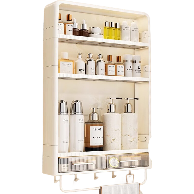 Jiadu Bathroom Storage Rack, No Drilling Required, Wall-Mounted Organizer Shelf for Bathroom Vanity, Wall-Hanging Storage Cabinet