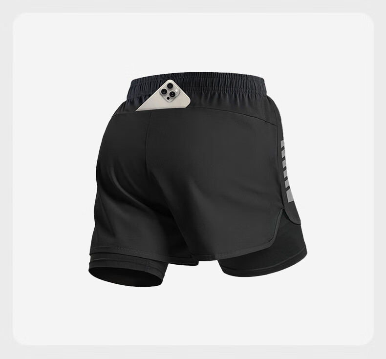 VICTORIATOURIST Men's Running Shorts with Sports Lining, Three-Quarter Length Track Pants, Indoor Professional Marathon Quick-Dry Two-In Fitness Shorts 9