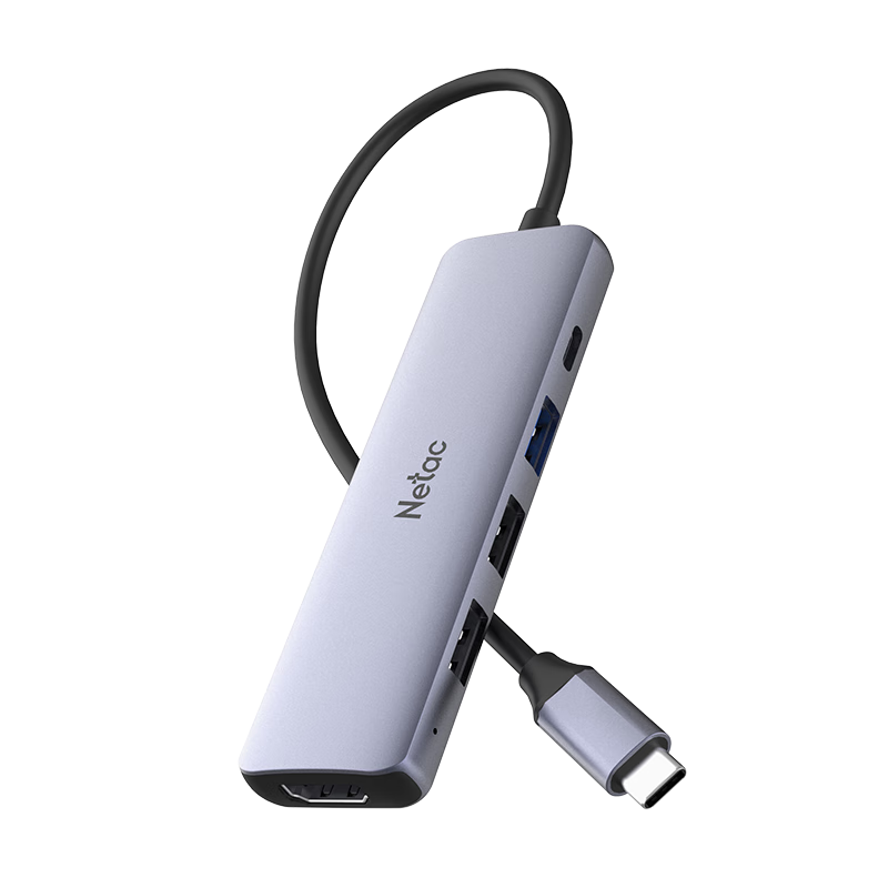 Netac Type-C Expansion Dock, USB-C Hub, HDMI Converter, 4K Adapter, PD Fast Charging, Compatible with Lenovo, Huawei Laptops, IPad, Universal WF13
