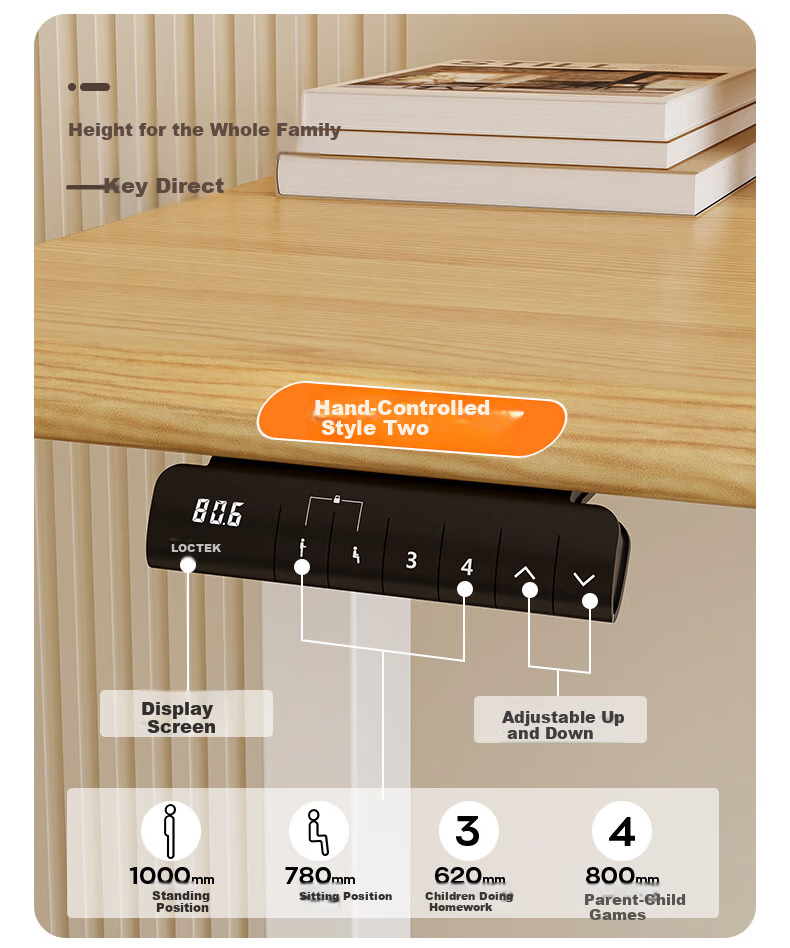 Loctek Electric Height Adjustable Desk, Computer Desk, Standing Desk for Office And Study, E5X-1.4M, Gray Wood Grain Color 10