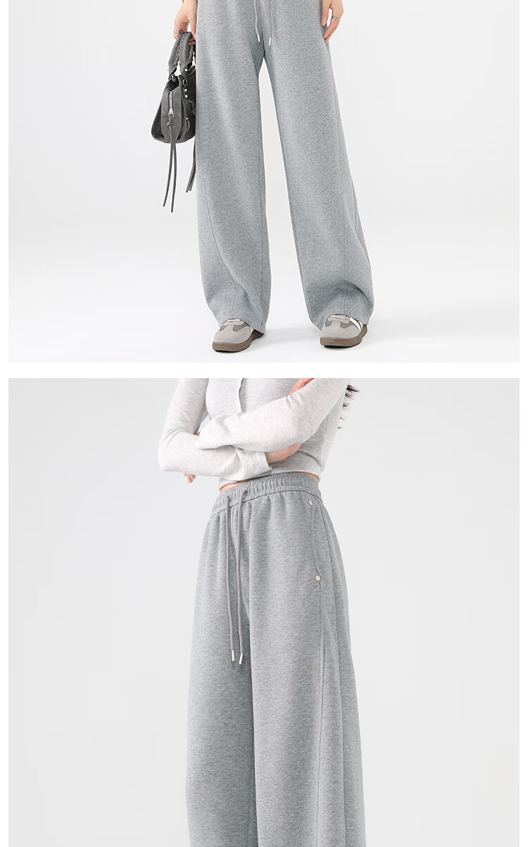 Xueqiman Studded Wide-Leg Pants for Women 2026 Spring New High-Waist Slimming Scythe Pants Loose Hip-Covering Straight Casual Trousers for Women 15