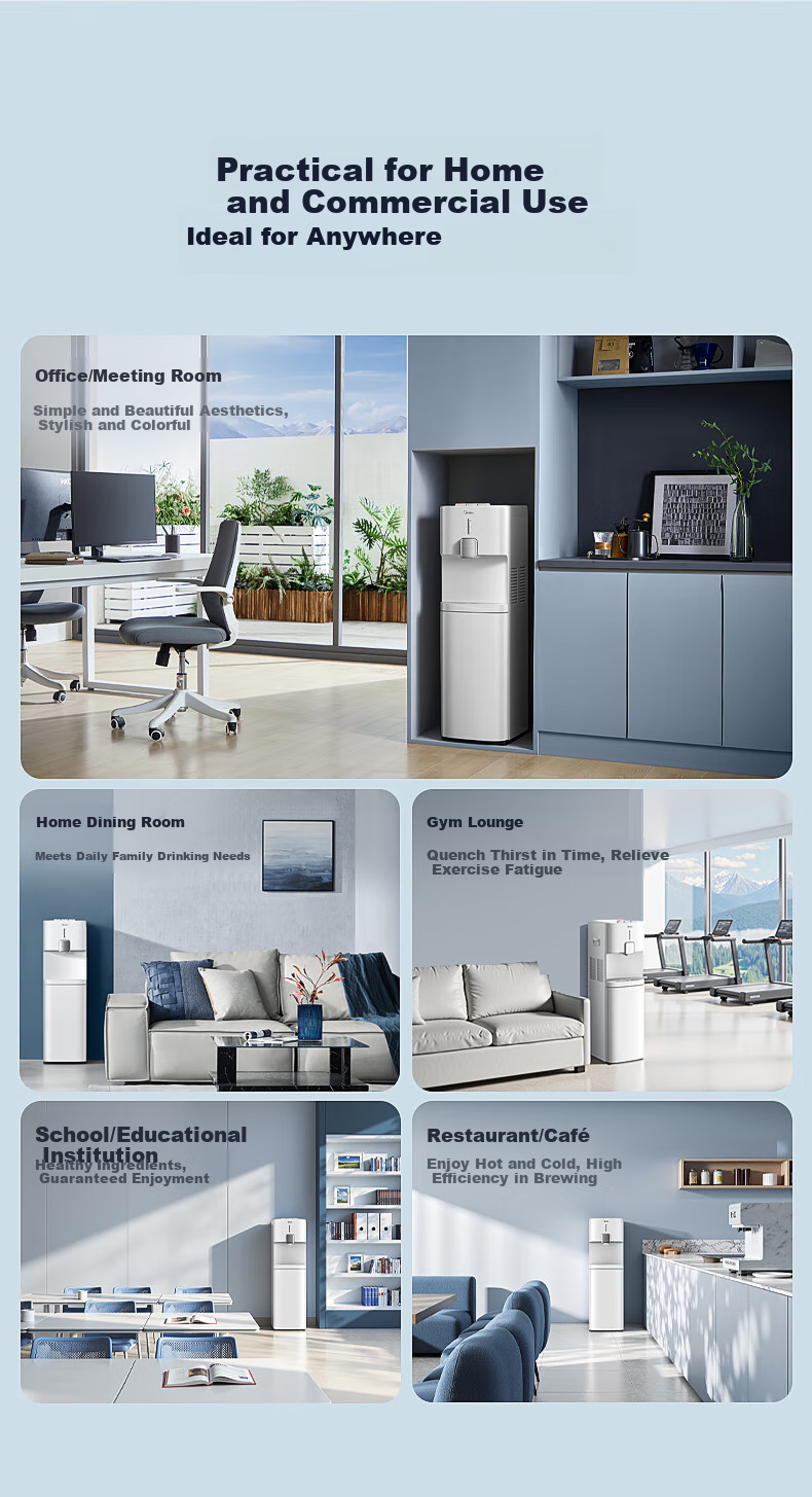 Midea Water Dispenser And Tea Bar Machine, Home Bottom-Loading Compressor Cooling Purified Water System All-In Living Room Floor-Standing Kettle, High-End Bottled Office Cold And Hot Dual Temperature YL2501S 12