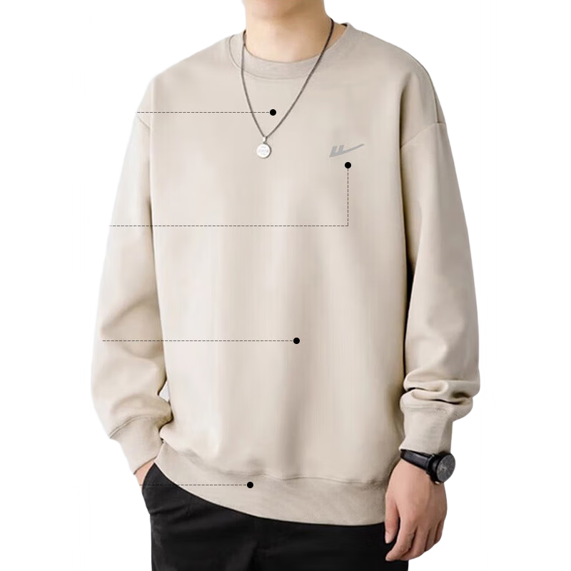 Warrior Sweatshirt for Men, Spring And Autumn Comfortable Versatile Round Neck Long-Sleeve T-Shirt, Simple Base Layer Pullover for Men, Beige L