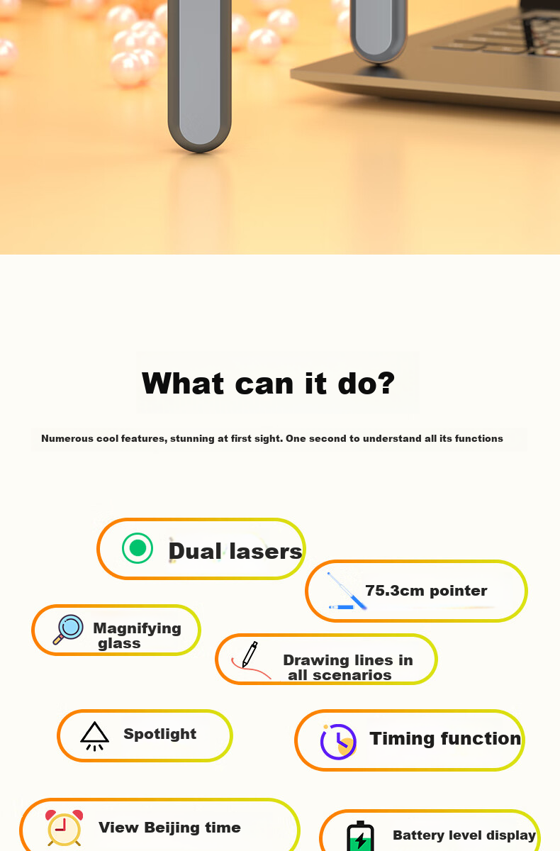 While I6S Page-Turning Pen, Laser Pointer, Spotlight Magnifier, Red Light Telescopic Pointer, Teacher-Specific Electronic Whiteboard Touch Writing Pen, PPT Lecture Pointer, Projection Pointer, 8GB USB Flash Drive 2