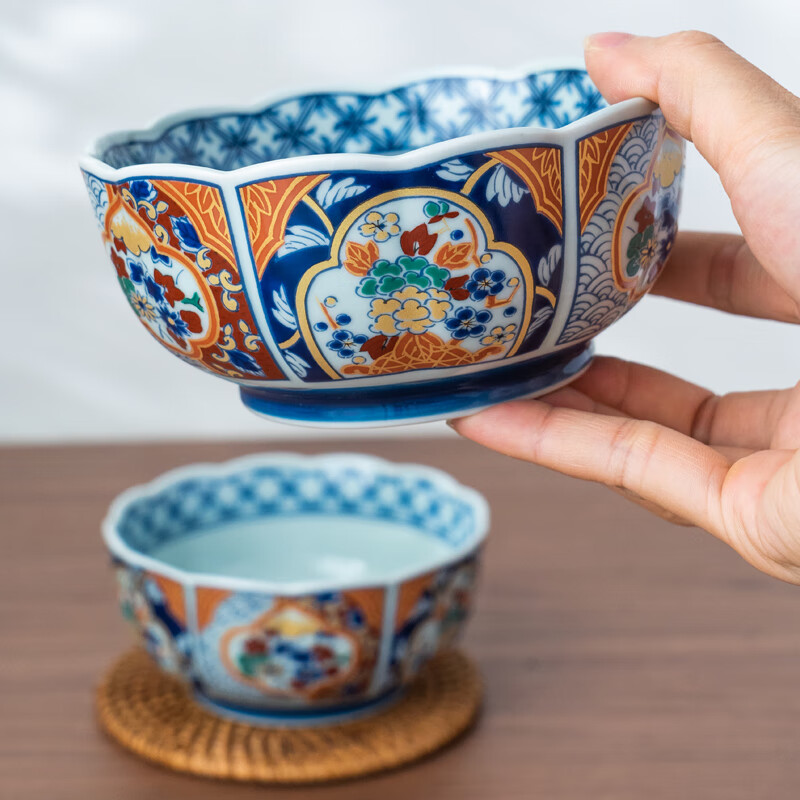 Набор мисок Mino Yaki, 5 дюймов, импорт из Японии, для домашнего использования, Имперский синий и красочный дизайн, набор из 2 рисовых мисок