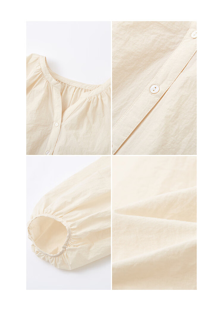 Dme [Bian Dao Qing Shi] Spring Literary Style Simple V-Neck Mid-Sleeve Shirt, Lightweight Breathable Blouse, Women's Top 9