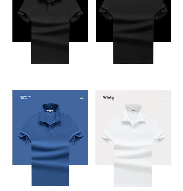 LIMENG [Pure Cotton T-Shirt] Men's Business Polo Shirt, Summer Loose-Fit Solid Color Lapel T-Shirt, Light Gray XL 10
