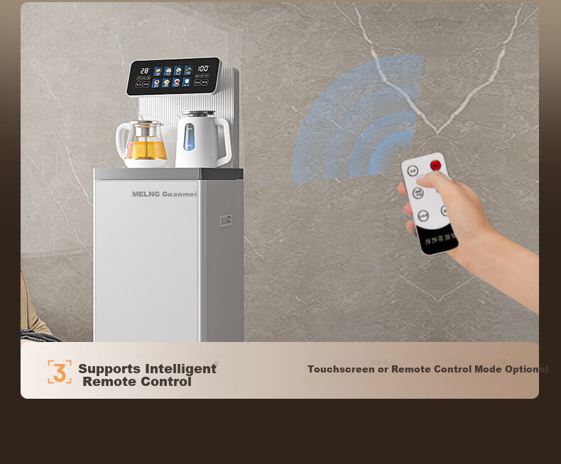 MeiLing Water Dispenser with Integrated Cabinet, Bottom-Mounted High-End Office Use, Steam Spray Tea Brewing, Multi-Temperature Adjustment, Smart Voice Control, Remote Control Tea Bar Machine 8977pro (Dual Coupling Model) 8