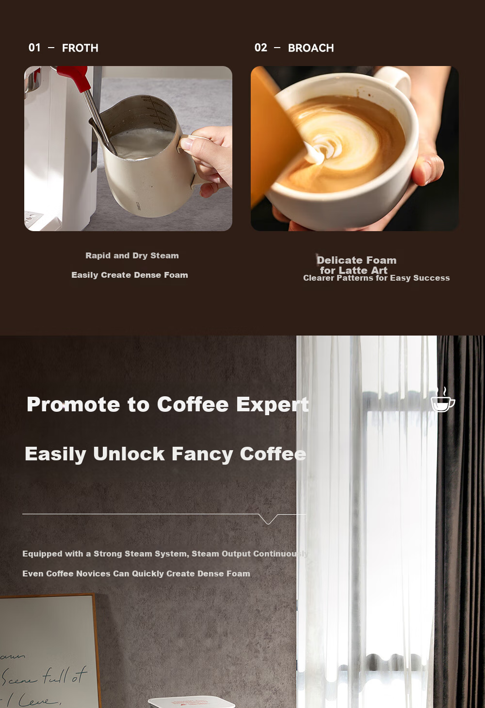 AEOMJK Aimo Ke Cold And Hot Dual Extraction Grinding All-In Semi-Automatic Coffee Machine, Xiaomofang Second Generation CM5540, Pengpai Steam Milk Frother Coffee Machine 14