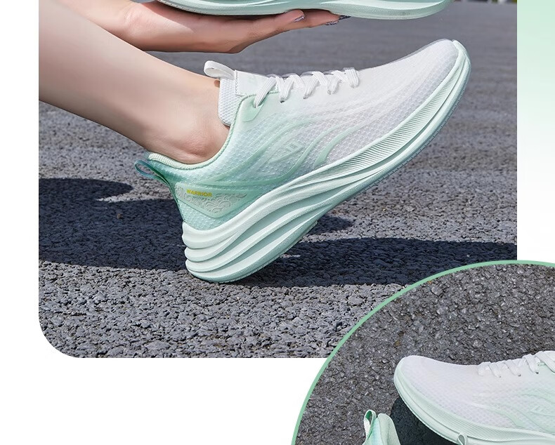Warrior Women's Shoes, Spring And Summer New Style Breathable Mesh Sneakers, Soft-Soled Shock-Absorbing Running Shoes for Women, 4636 White Blue, Size 37 29