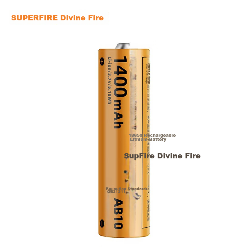 SupFire 18650 Lithium Battery, LED High-Intensity Flashlight AB10 Battery, Rechargeable, 3.7/4.2V, Bright Battery