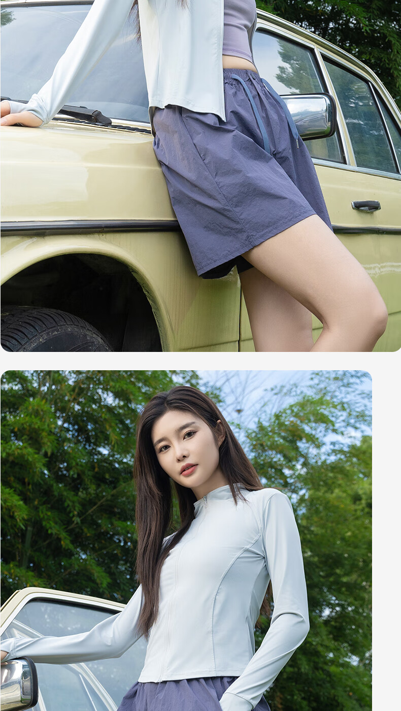 BOPRUIEY Women's Summer Slim Fit Stand Collar UV Protection Ice Silk Cooling Sunscreen Jacket 19