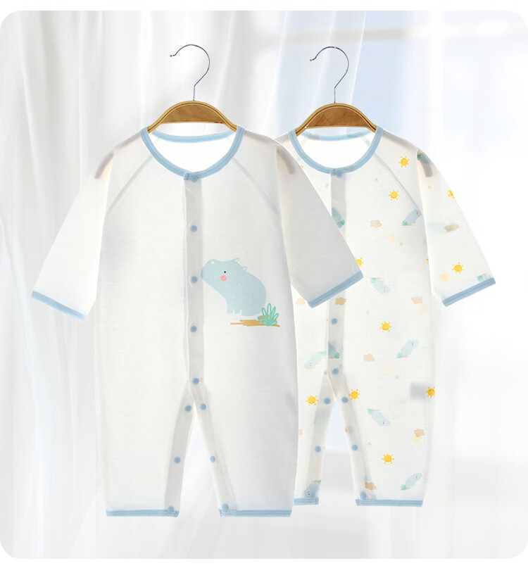 Qiaojiaoya Infant Clothes, Newborn Summer Thin Onesie, Pure Cotton Summer Romper, Full Moon Baby Sleepwear for Boys And Girls, Size 66 7