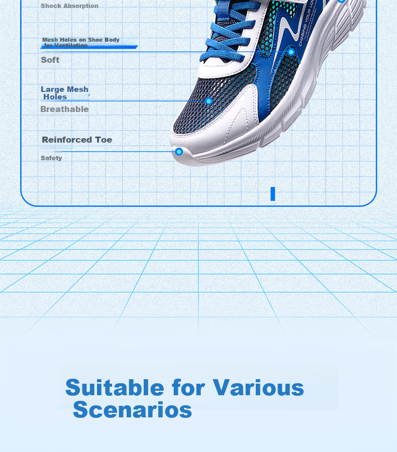361° Children's Shoes, Kids' Running Shoes Summer 2026, Boys And Girls Breathable Shock-Absorbing Lightweight Soft Cushioning School Sports Shoes, White Size 37 13