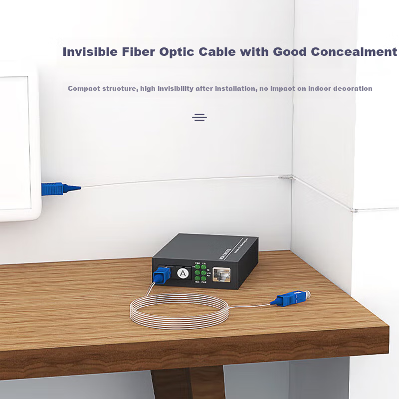 BOSENDE Invisible Fiber Optic Cable, Indoor Transparent Fiber Optic Patch Cord, Hidden Fiber Optic Entry Line, Optical Modem Extension Cable, Single-Mode Single-Core SC, 20 Meters, BSD-YXGX