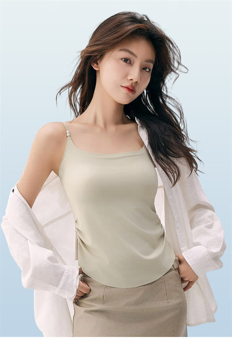 LangSha Spring Summer Wearable Cooling Seamless Padded Anti-Exposure Antibacterial Women's Tank Top 2