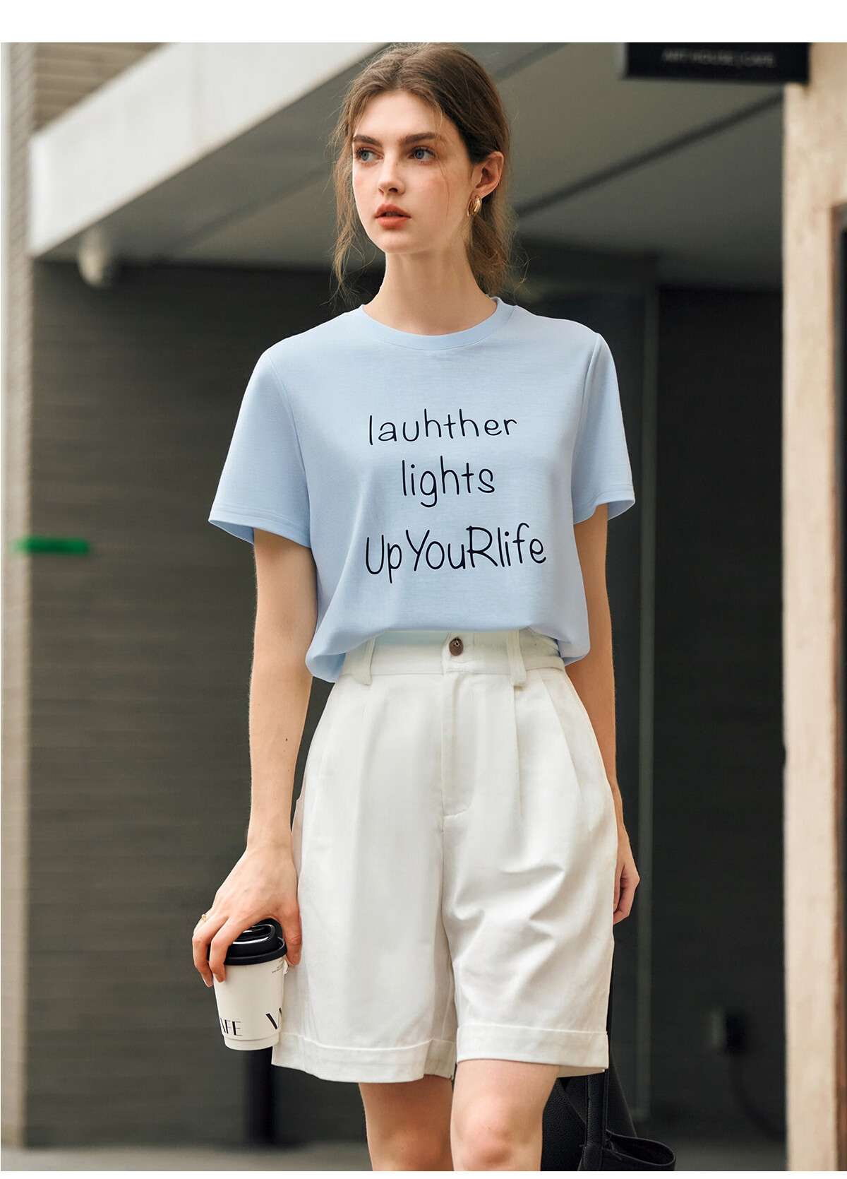 Oulain Letter Print Short-Sleeve T-Shirt, Women's Versatile Loose Casual Round Neck Top, Purple, S 39