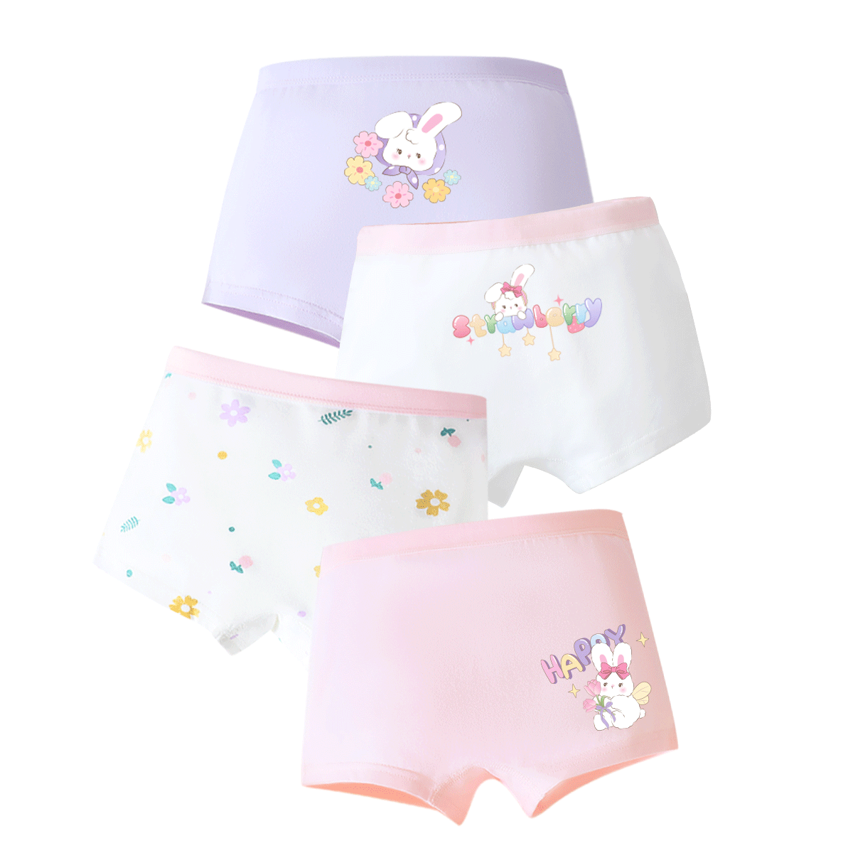 DEESHA [7A Antibacterial Mulberry Silk Backing] Girls' Cotton Shorts, Children's Underwear, Student And Toddler Boxer Briefs