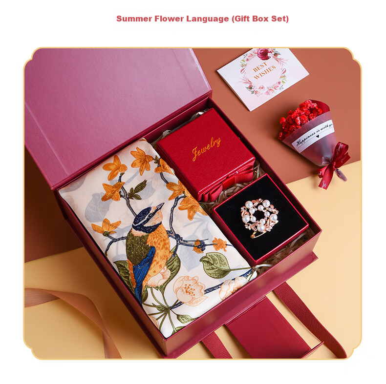 Hangsifu Silk Scarf for Women, Summer Gift Box, Shawl, Outer Wrap, Practical Birthday Present for Mom And Wife, Mid-Autumn Festival Gift 6