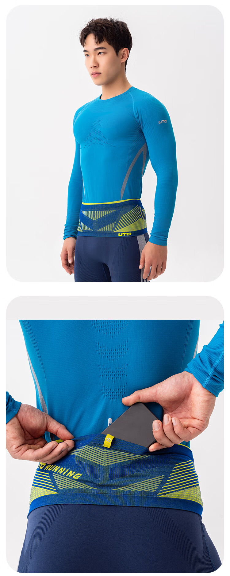 UTO Sports Running Waist Bag Belt for Men and Women Marathon Phone Pouch Fitness Electric Blue L 7