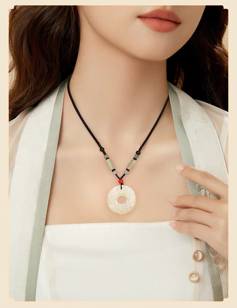Chow Tai Fook Hetian Jade Pendant Necklace for Men Lightweight Luxury Practical Birthday 520 Valentine's Day Gift for Boyfriend 15
