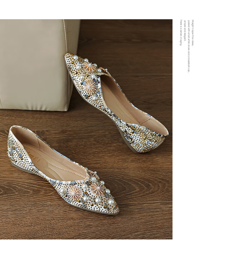 DME Shiny Rhinestone Solid Color Beaded Elegant Bridesmaid Wedding Shoes Traditional Chinese Dress Single Shoes for Women 2