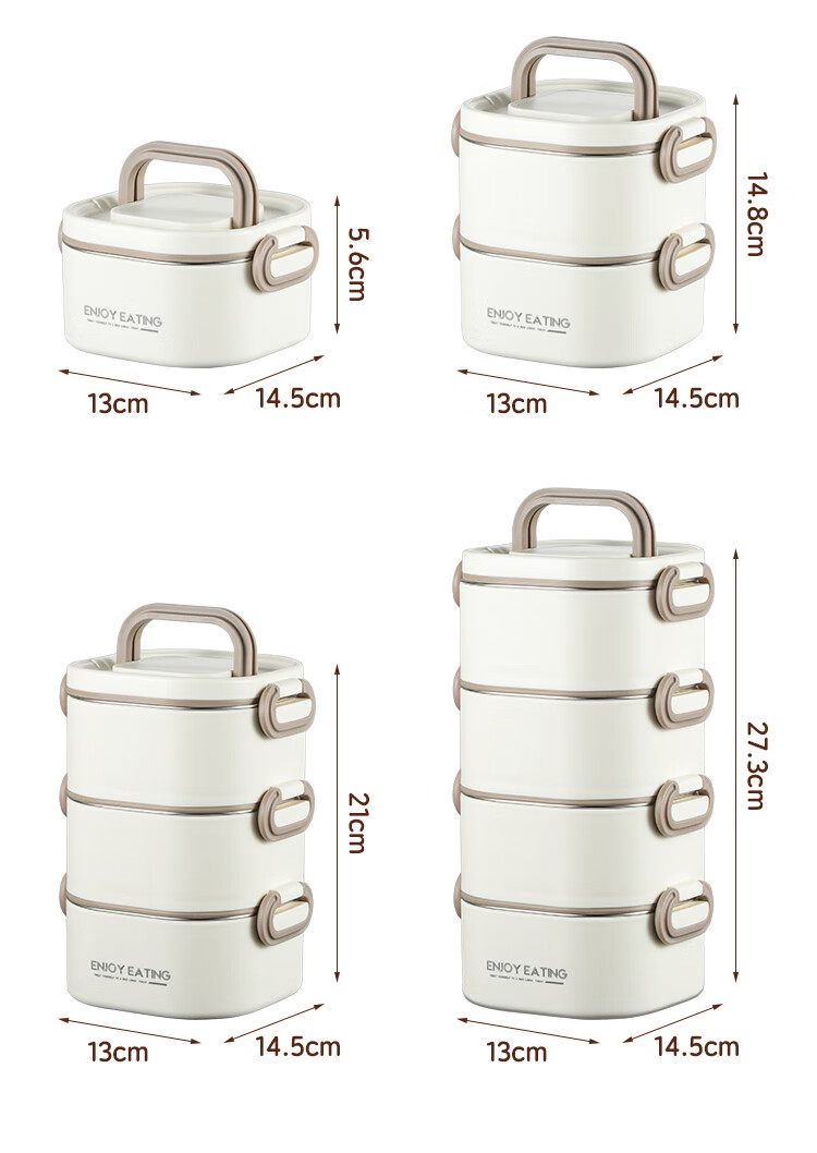 PAKCHOICE Insulated Lunch Box, 316 Stainless Steel, Suitable for Office Workers, Microwave Safe, Multi-Layer Bento Box, Portable Thermos for Students to Take Meals 15