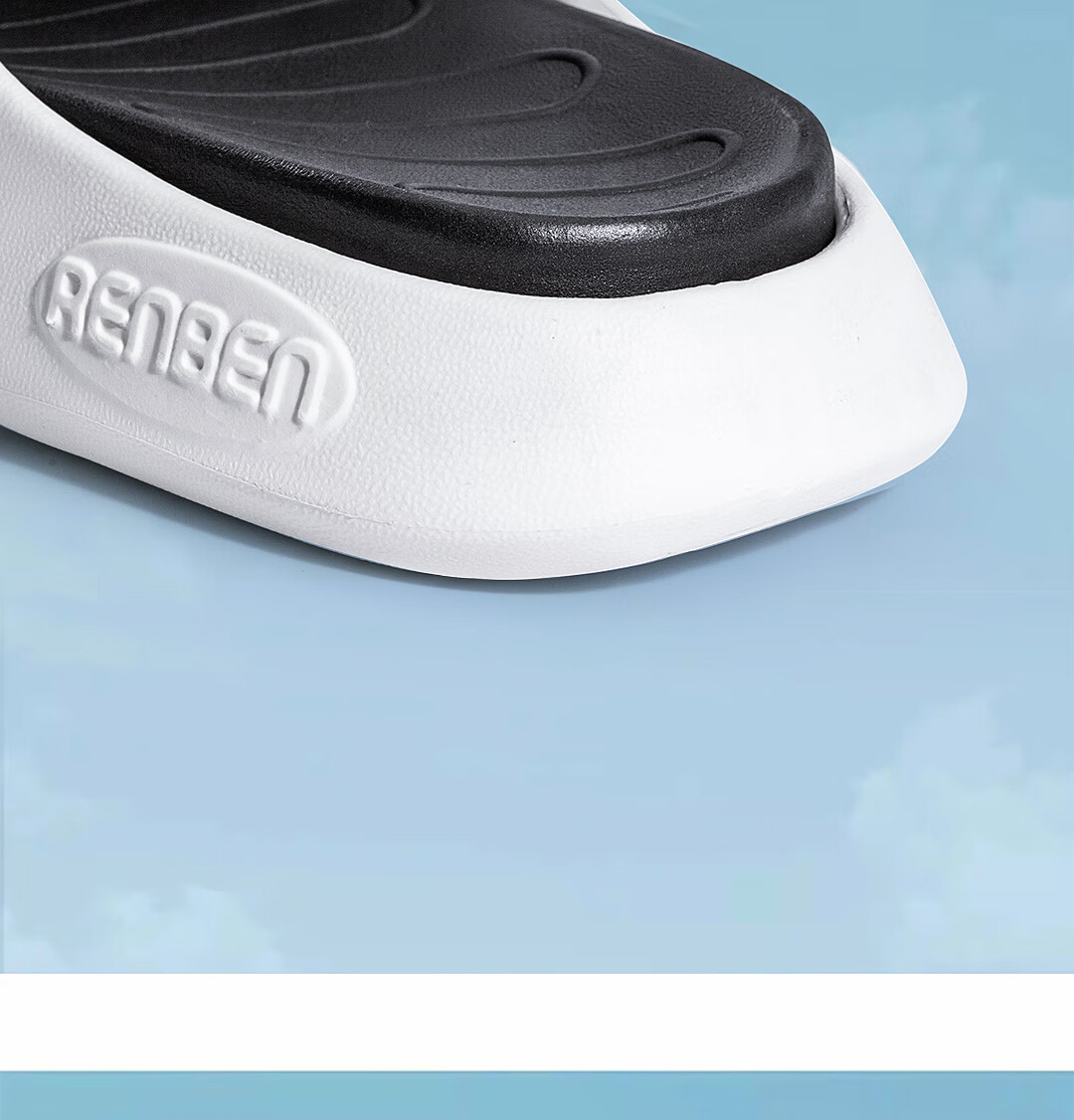 RENBEN Slippers for Men And Women, Thick-Soled Home Bathroom Shower Sports Outdoor Sandals, Model 20007, Black And White, Size 44-45 2