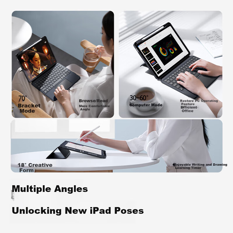 Клавиатура-чехол Shanmo IPad Magic Keyboard, Магнитная съемная конструкция, Совместима с Apple iPad 2025/2022, 11/10.9 дюйма