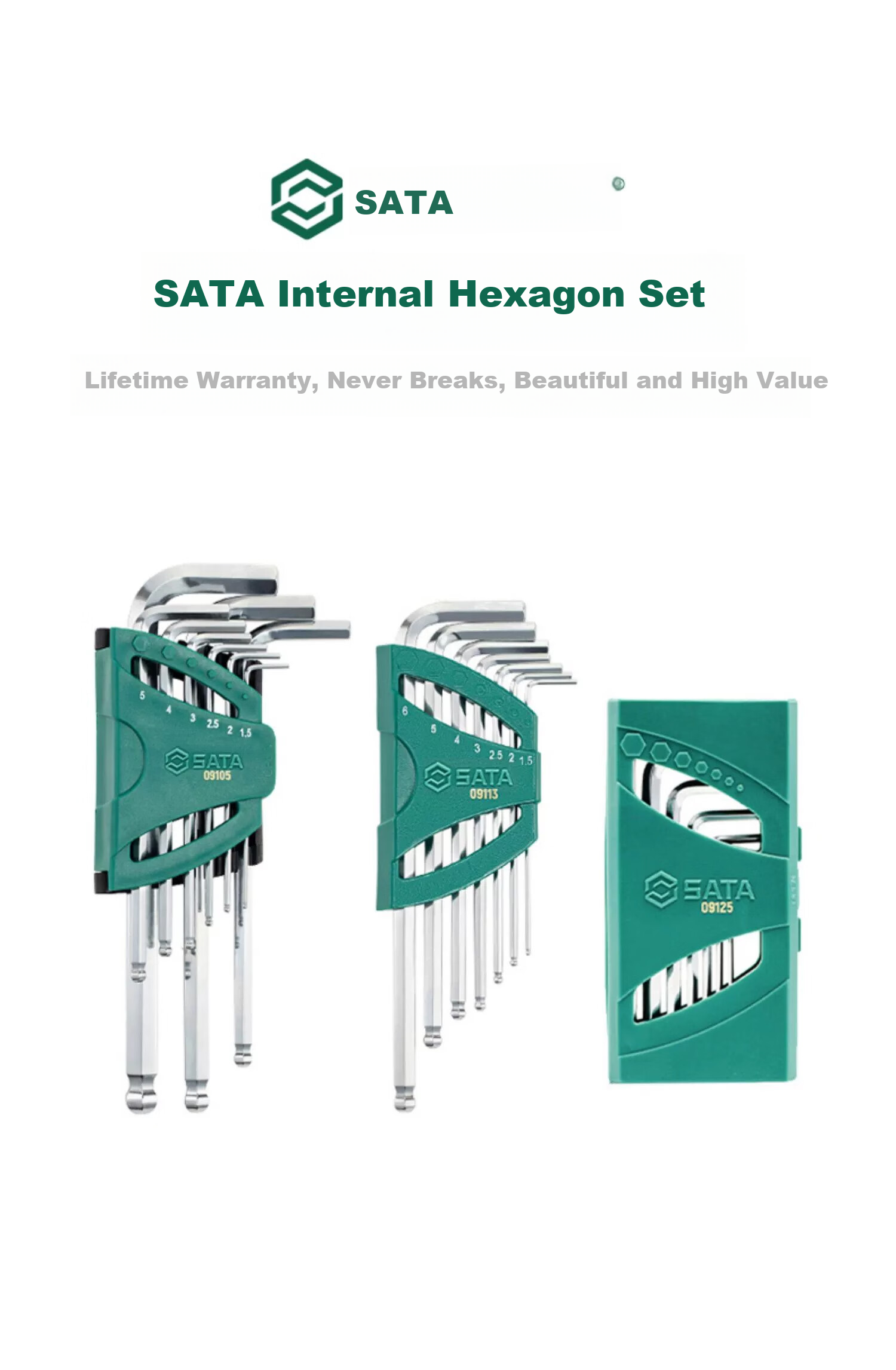 SATA 14-Piece Extended Ball-End Hex Key Set, 1.5-17mm, 09141 2