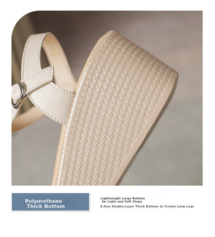 ZHR Women's Sandals, Summer Height-Increasing Soft-Soled Wedge Sandals, Comfortable Buckle Strap Women's Shoes, M582, Beige, Size 37 9