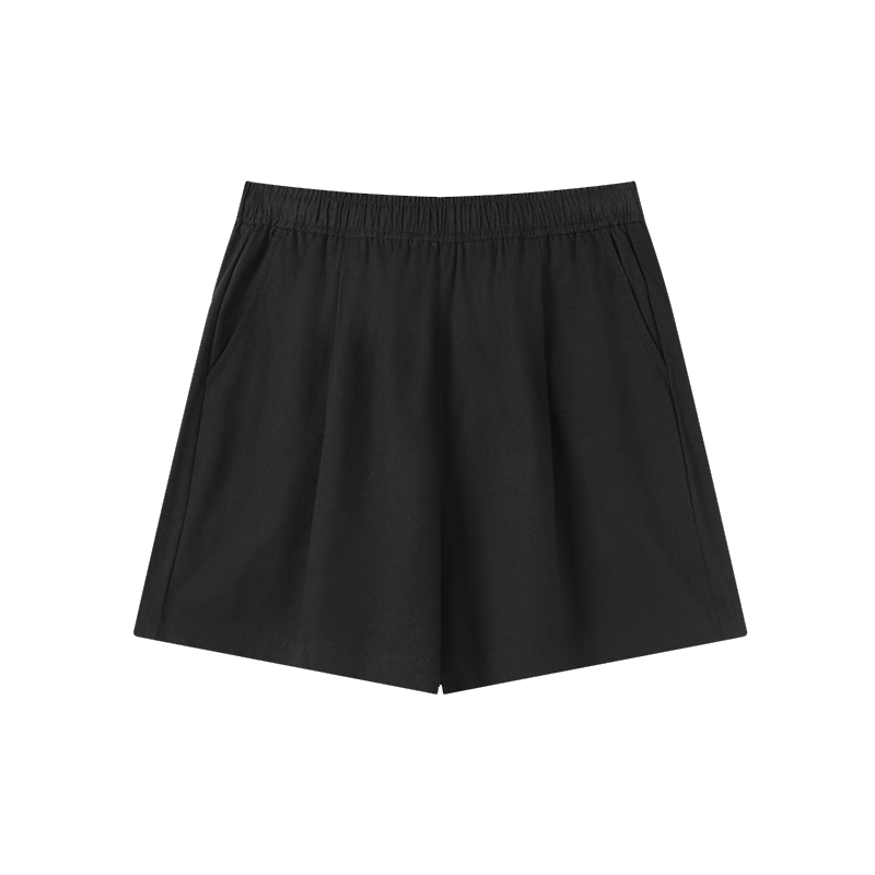 JD Jingzao Women's Casual Cotton-Feel Elastic Waist Shorts 2026 Spring New Breathable Sports Five-Point Pants Black S